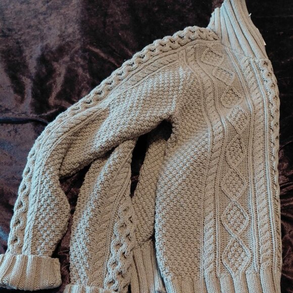 NWT L.L. Bean Tan 1/4 Zip Fisherman Sweater - Picture 4 of 5